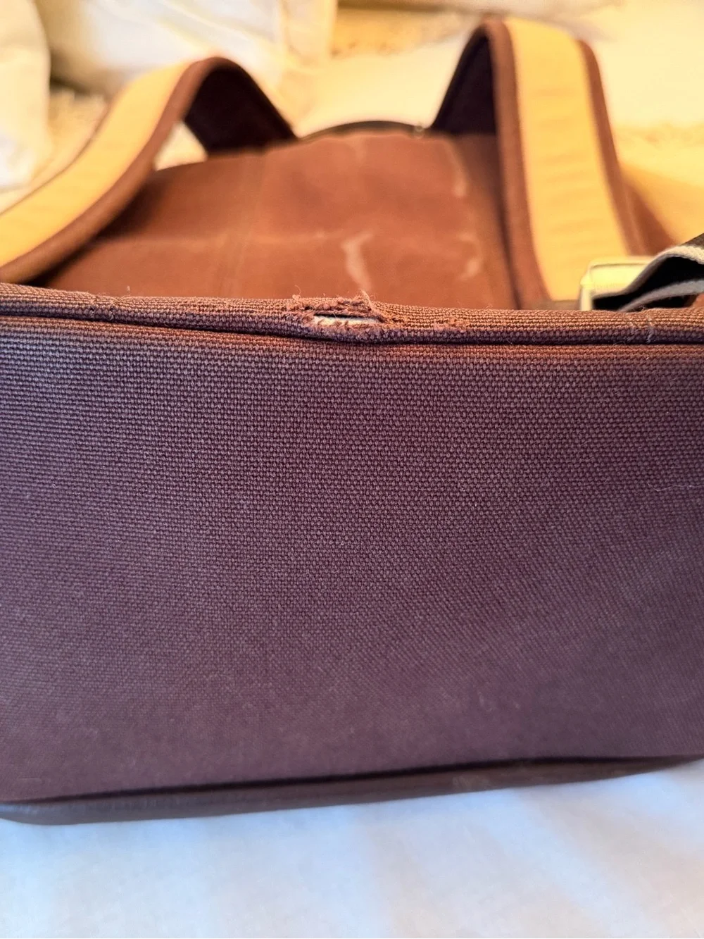 Coach Beige Canvas and Dark Brown Leather Backpack